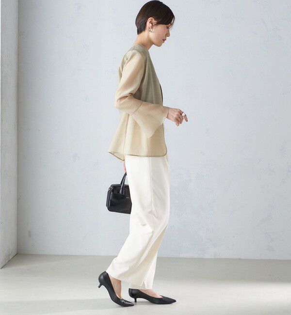 SHIPS for women「〈手洗い可能〉シアー オーガンジー フレア スリーブ ジャケット」|ノーカラージャケット|