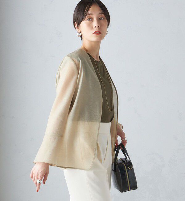 SHIPS for women「〈手洗い可能〉シアー オーガンジー フレア スリーブ ジャケット」|ノーカラージャケット|