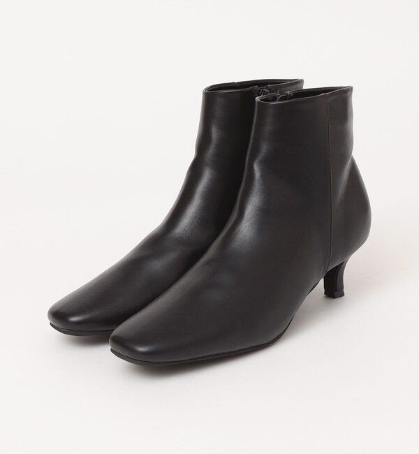 quaranciel「quaranciel: スクエアトゥ ローヒール ショート ブーツ」|ショートブーツ|