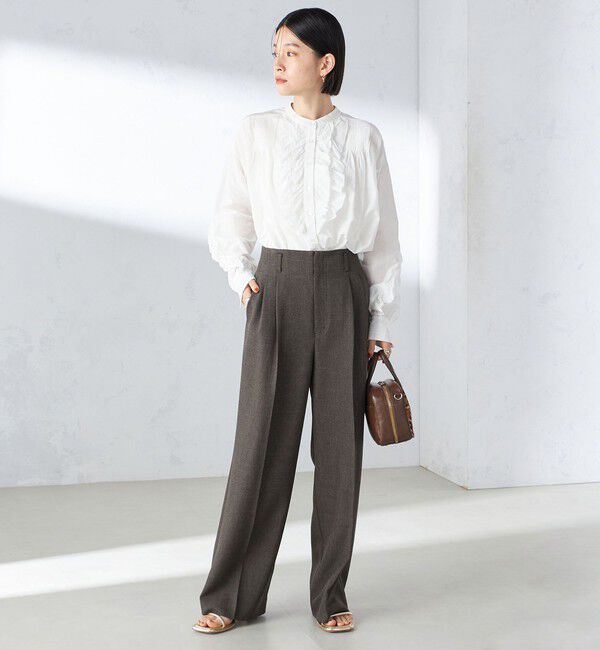 SHIPS for women「〈手洗い可能〉コットン シルク ローン フリル ブラウス」|シャツ・ブラウス|