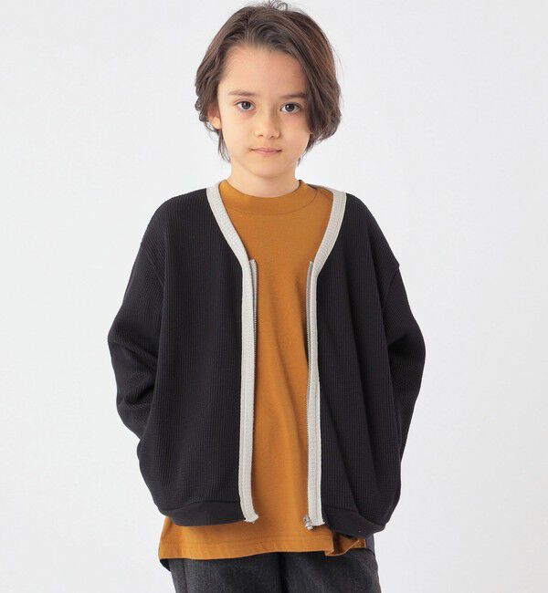 SHIPS KIDS「SHIPS KIDS:100～130cm / ワッフル カーディガン」|カーディガン|ブラック