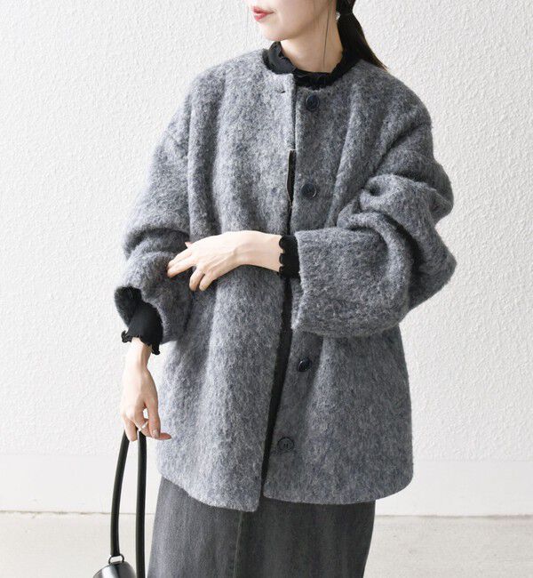 SHIPS any「SHIPS any: シャギー ノーカラー コクーン コート」|ノーカラーコート|