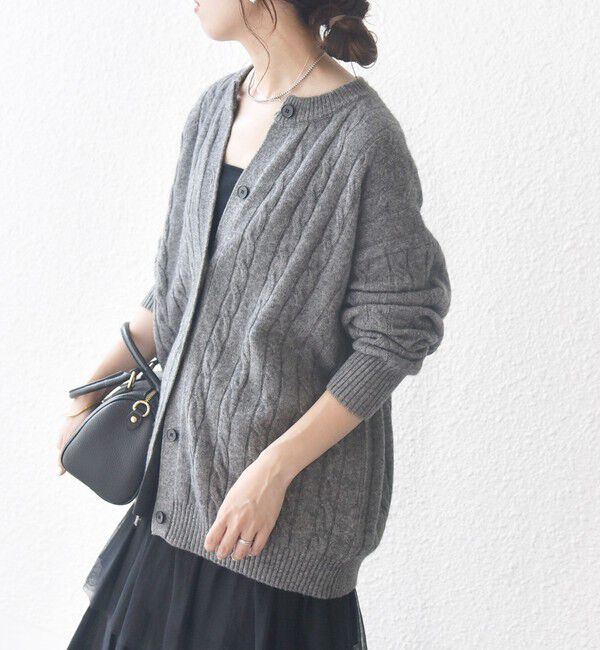 SHIPS any「【WEB限定】SHIPS any:〈手洗い可能〉ヤク ケーブル クルーネック ニット カーディガン 2」|カーディガン|