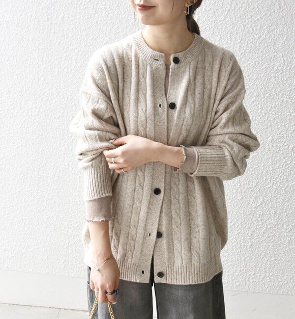SHIPS any「【WEB限定】SHIPS any:〈手洗い可能〉ヤク ケーブル クルーネック ニット カーディガン 2」|カーディガン|