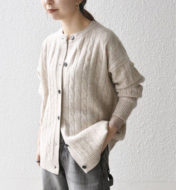 SHIPS any「【WEB限定】SHIPS any:〈手洗い可能〉ヤク ケーブル クルーネック ニット カーディガン 2」|カーディガン|
