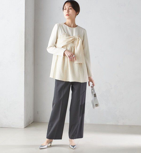 SHIPS for women「〈手洗い可能〉ジャカード ドッキング ビッグ リボン ブラウス」|シャツ・ブラウス|