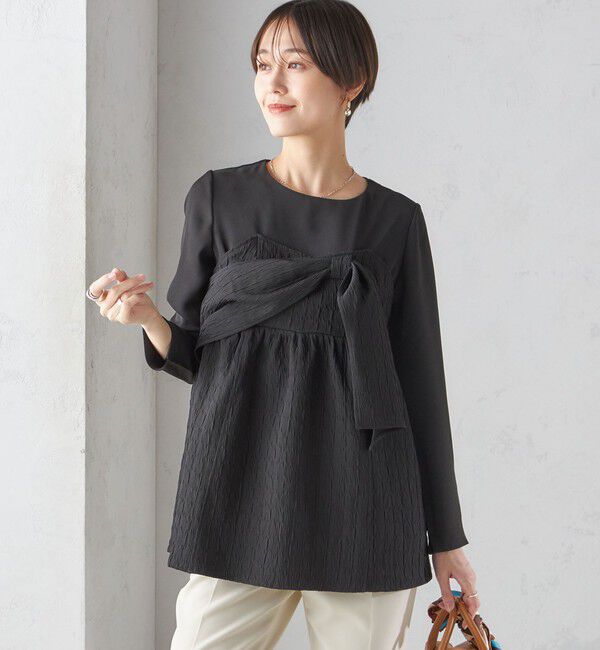 SHIPS for women「〈手洗い可能〉ジャカード ドッキング ビッグ リボン ブラウス」|シャツ・ブラウス|