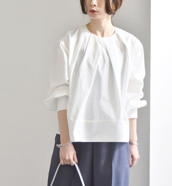 quaranciel「quaranciel:〈洗濯機可能〉REPREVE タック フレア シャツ ブラウス」|シャツ・ブラウス|