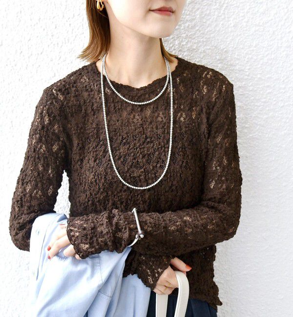 SHIPS for women「〈手洗い可能〉ラッセル レース クルーネック カットソー」|Tシャツ・カットソー|