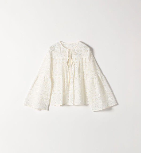 SHIPS any「SHIPS any:〈手洗い可能〉フラワーレース エンブロイダリー フレア シアー ブラウス」|シャツ・ブラウス|