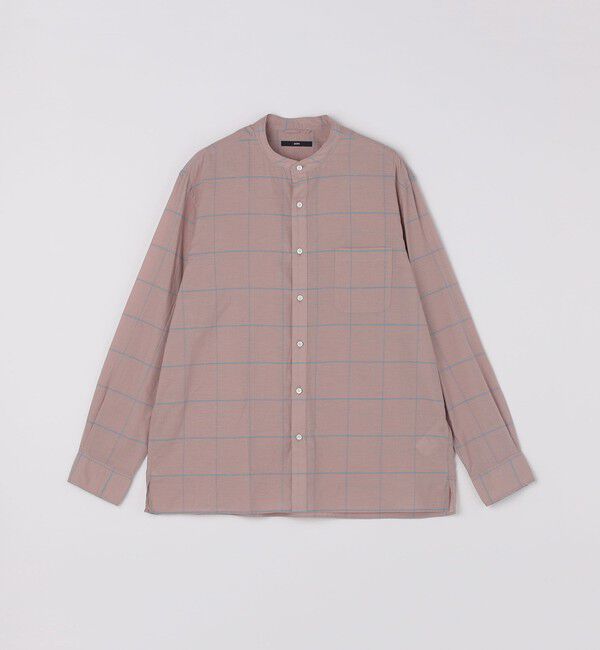 SHIPS「SHIPS: コットン シルク ペールチェック バンドカラー ロングスリーブ シャツ」|シャツ・ブラウス|