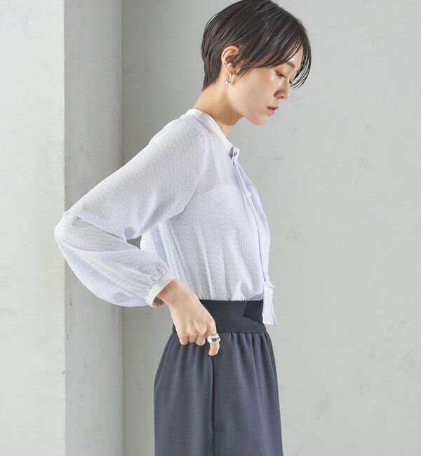 SHIPS for women「〈手洗い可能〉ボウタイ 幾何 プリント 長袖 ブラウス」|シャツ・ブラウス|