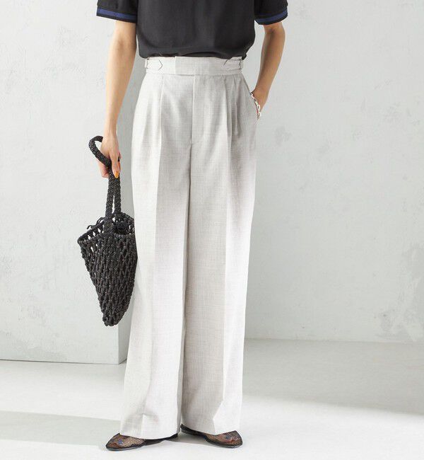 SHIPS for women「〈手洗い可能〉Asami 麻調合繊 2タック ワイドパンツ」|その他|ライトグレー