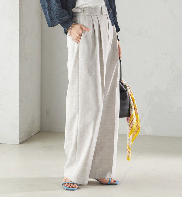 SHIPS for women「〈手洗い可能〉Asami 麻調合繊 2タック ワイドパンツ」|その他|