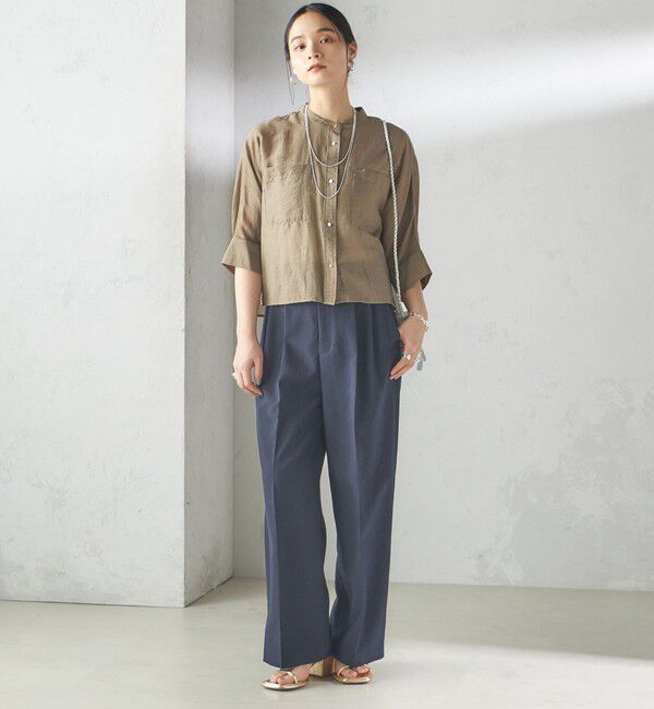 SHIPS for women「〈手洗い可能〉Asami 麻調合繊 2タック ワイドパンツ」|その他|