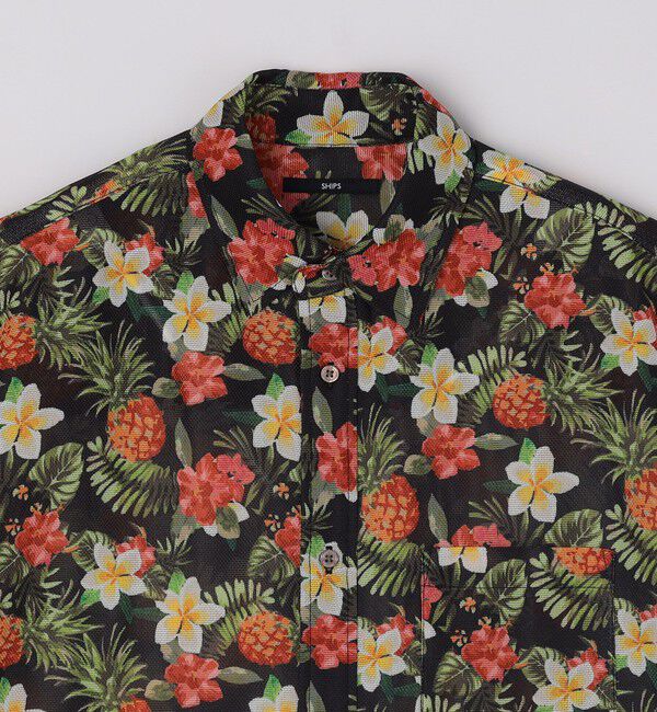 SHIPS「SHIPS: メッシュ プリント レギュラーカラー ショートスリーブ シャツ」|シャツ・ブラウス|