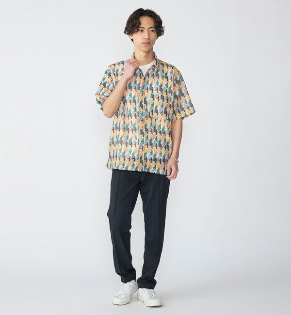 SHIPS「SHIPS: メッシュ プリント レギュラーカラー ショートスリーブ シャツ」|シャツ・ブラウス|
