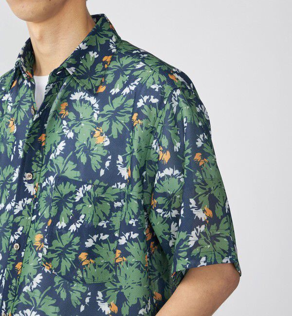 SHIPS「SHIPS: メッシュ プリント レギュラーカラー ショートスリーブ シャツ」|シャツ・ブラウス|