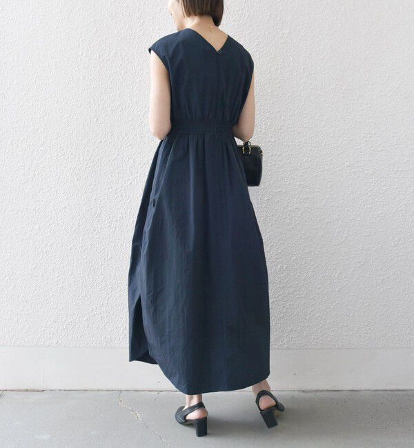 SHIPS any「SHIPS any:〈洗濯機可能〉ナイロン サイド ギャザー フレンチスリーブ ワンピース」|ワンピース|