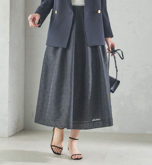 SHIPS for women「〈手洗い可能〉オーガンジー ドット 刺繍 フレア スカート」|スカート|