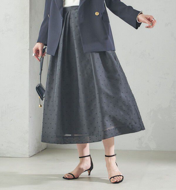 SHIPS for women「〈手洗い可能〉オーガンジー ドット 刺繍 フレア スカート」|スカート|