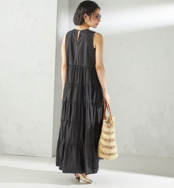 SHIPS for women「〈手洗い可能〉Fanaka:ポプリン ティアード ロング ワンピース」|ワンピース|
