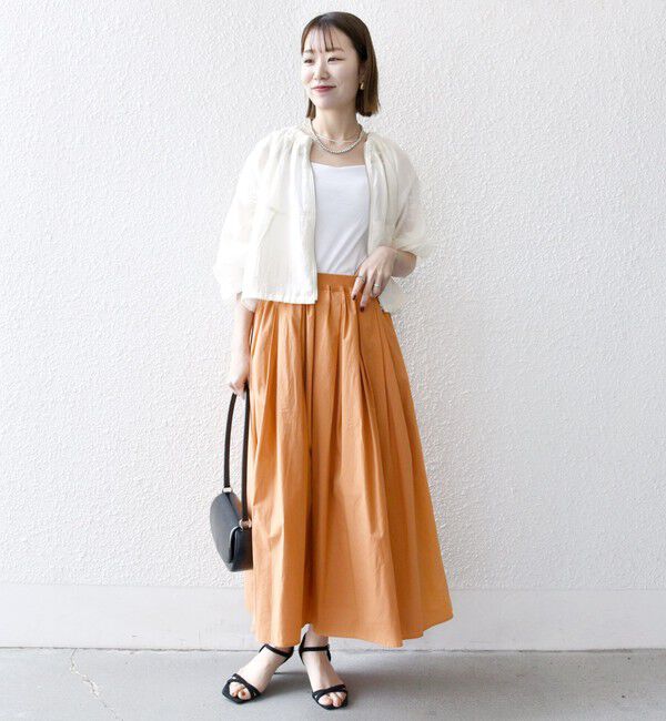 SHIPS any「SHIPS any:〈洗濯機可能〉ポプリン タック フレア ギャザー スカート」|フレア|