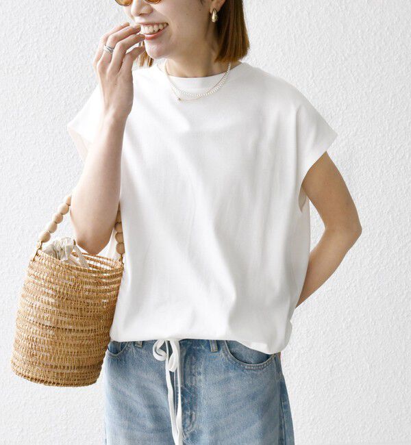 SHIPS any「《一部追加予約》SHIPS any:〈接触冷感/汗染み防止加工/洗濯機可能〉ドロスト フレンチスリーブ TEE」|Tシャツ・カットソー|