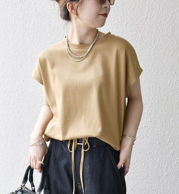 SHIPS any「《一部追加予約》SHIPS any:〈接触冷感/汗染み防止加工/洗濯機可能〉ドロスト フレンチスリーブ TEE」|Tシャツ・カットソー|