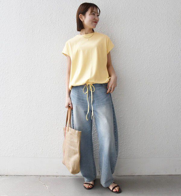 SHIPS any「《一部追加予約》SHIPS any:〈接触冷感/汗染み防止加工/洗濯機可能〉ドロスト フレンチスリーブ TEE」|Tシャツ・カットソー|