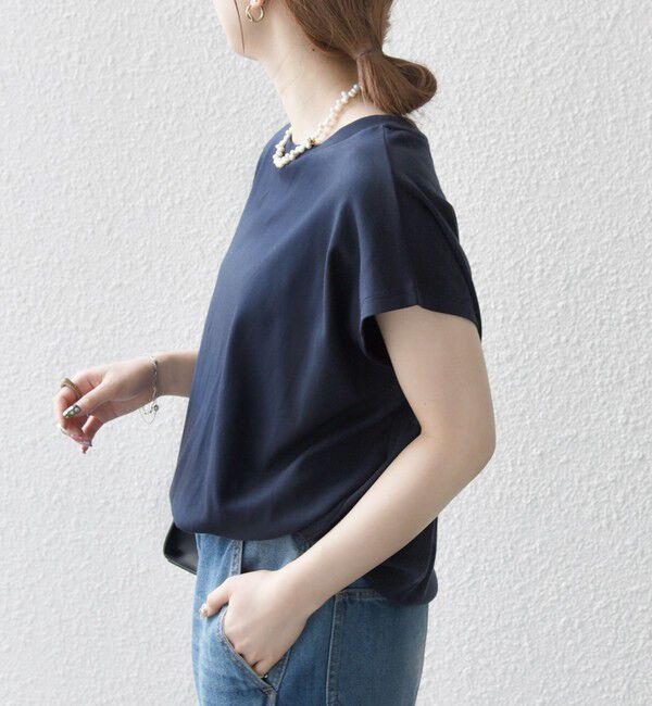 SHIPS any「《一部追加予約》SHIPS any:〈接触冷感/汗染み防止加工/洗濯機可能〉ドロスト フレンチスリーブ TEE」|Tシャツ・カットソー|