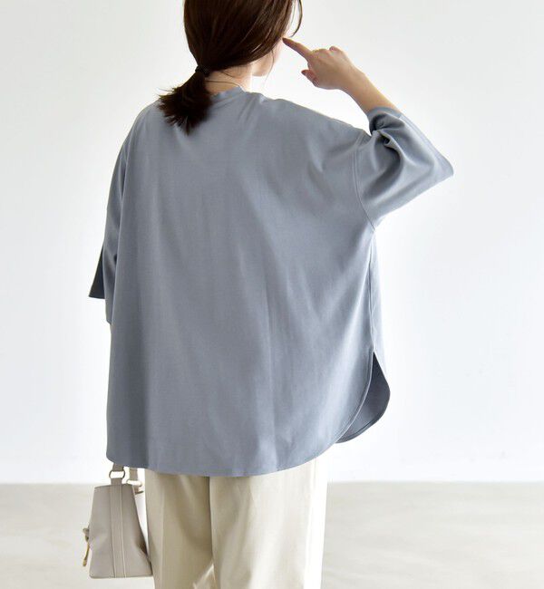 quaranciel「quaranciel:〈接触冷感/汗染み防止加工/洗濯機可能〉ラウンドヘム クルー ビッグ TEE」|Tシャツ・カットソー|