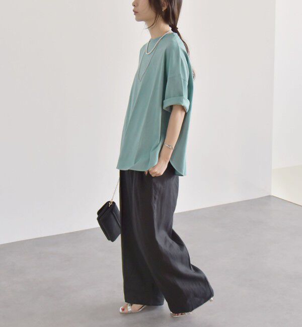 quaranciel「quaranciel:〈接触冷感/汗染み防止加工/洗濯機可能〉ラウンドヘム クルー ビッグ TEE」|Tシャツ・カットソー|