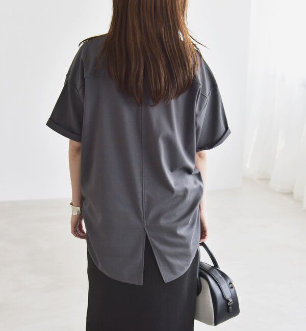 quaranciel「quaranciel:〈接触冷感/汗染み防止/洗濯機可能〉スリット ルーズ チュニック TEE」|Tシャツ・カットソー|