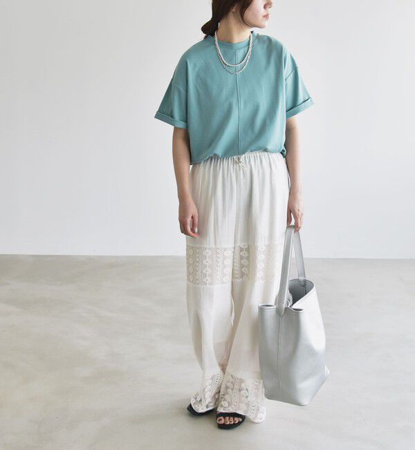 quaranciel「quaranciel:〈接触冷感/汗染み防止/洗濯機可能〉スリット ルーズ チュニック TEE」|Tシャツ・カットソー|