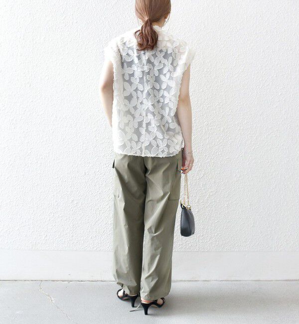 SHIPS any「SHIPS any:〈手洗い可能〉シアー フラワー ジャカード ボウタイ フレンチ ブラウス」|シャツ・ブラウス|