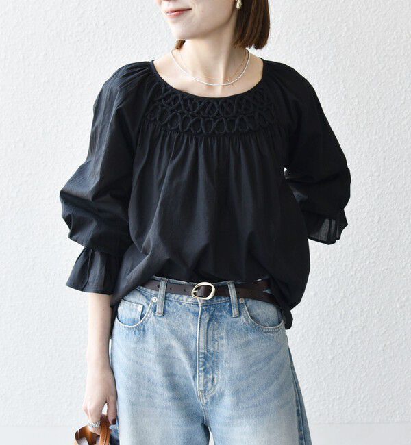 SHIPS any「SHIPS any:〈手洗い可能〉ロープ デザイン ギャザースリーブ フレア ブラウス」|シャツ・ブラウス|