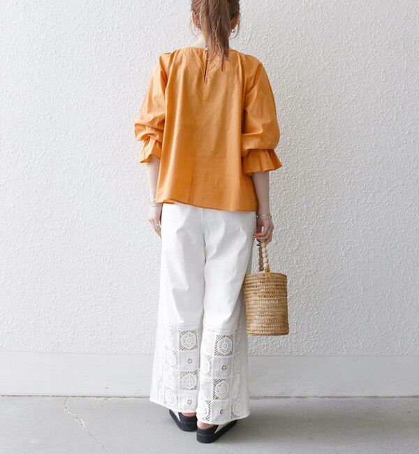 SHIPS any「SHIPS any:〈手洗い可能〉ロープ デザイン ギャザースリーブ フレア ブラウス」|シャツ・ブラウス|