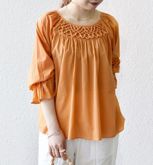 SHIPS any「SHIPS any:〈手洗い可能〉ロープ デザイン ギャザースリーブ フレア ブラウス」|シャツ・ブラウス|