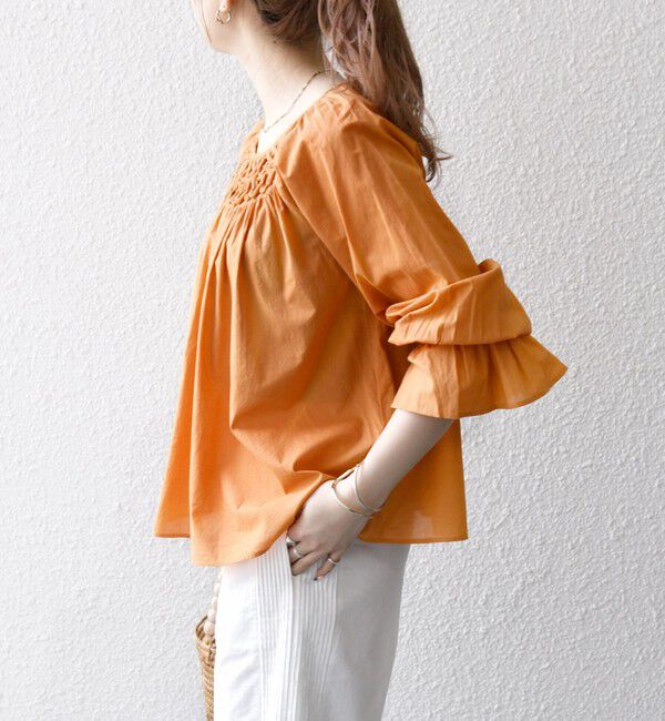 SHIPS any「SHIPS any:〈手洗い可能〉ロープ デザイン ギャザースリーブ フレア ブラウス」|シャツ・ブラウス|