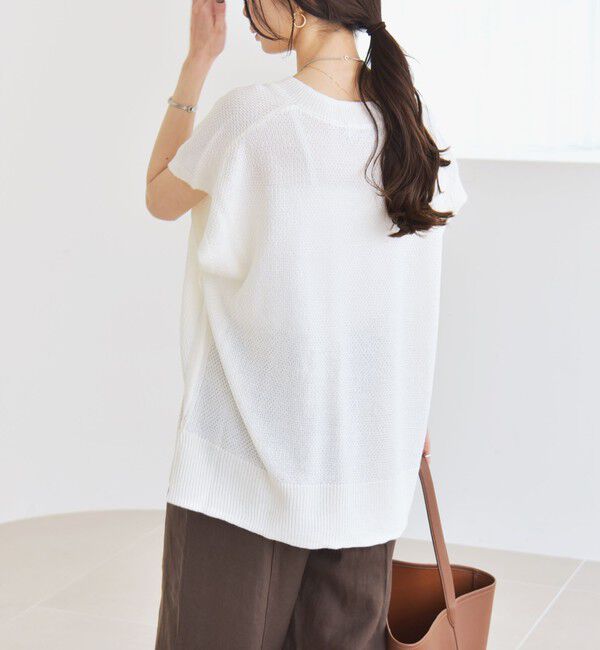 quaranciel「quaranciel:〈手洗い可能〉ラミー ミックス Vネック ノースリーブ シアー ニット」|ニット・セーター|