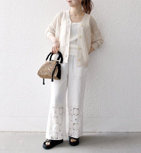 SHIPS any「SHIPS any:〈手洗い可能〉ギマ ワイド Vネック シアー カーディガン」|カーディガン|