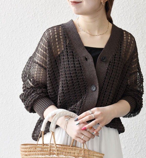 SHIPS any「SHIPS any:〈手洗い可能〉ギマ ワイド Vネック シアー カーディガン」|カーディガン|