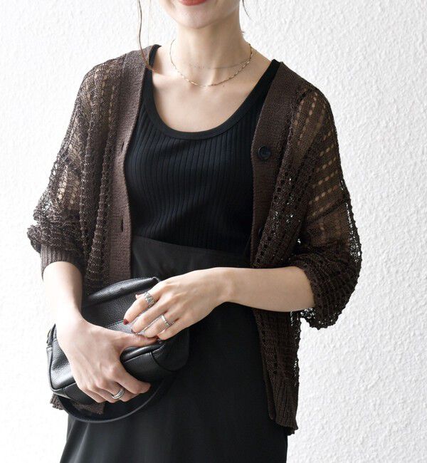 SHIPS any「SHIPS any:〈手洗い可能〉ギマ ワイド Vネック シアー カーディガン」|カーディガン|