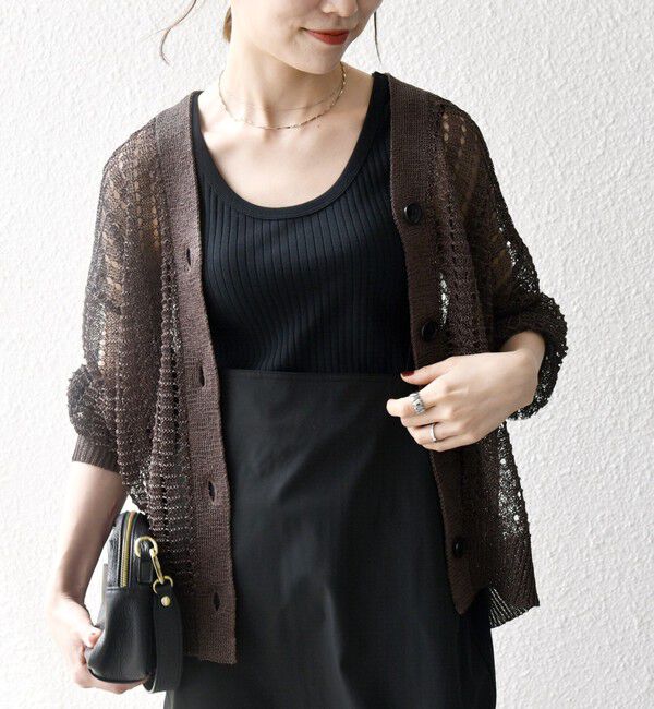 SHIPS any「SHIPS any:〈手洗い可能〉ギマ ワイド Vネック シアー カーディガン」|カーディガン|