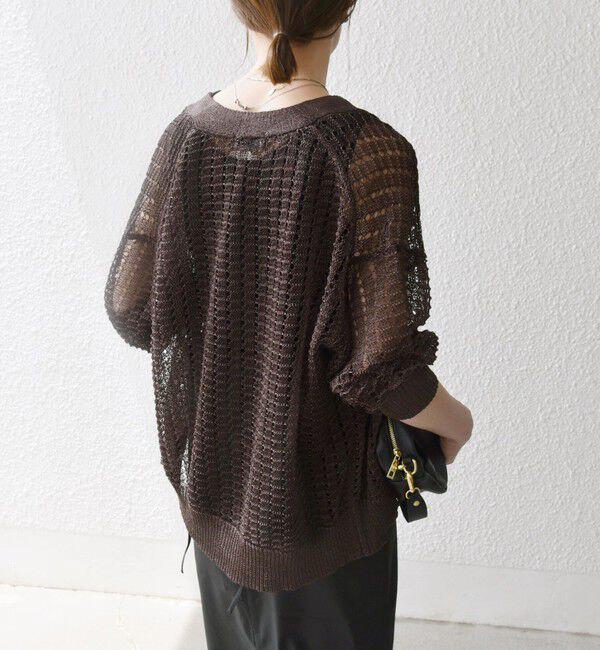 SHIPS any「SHIPS any:〈手洗い可能〉ギマ ワイド Vネック シアー カーディガン」|カーディガン|