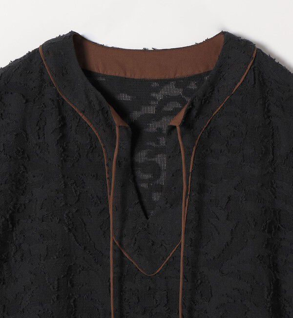 SHIPS any「《追加予約》SHIPS any:〈手洗い可能〉メッシュ ジャカード カフタン スキッパー ブラウス」|シャツ・ブラウス|