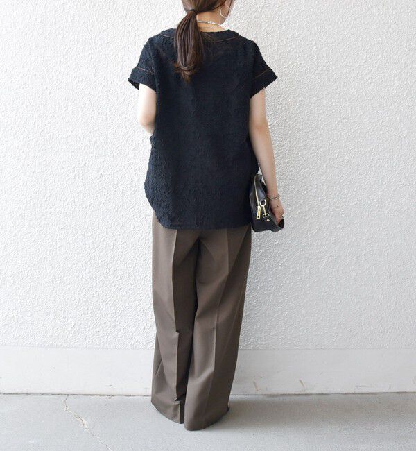 SHIPS any「《追加予約》SHIPS any:〈手洗い可能〉メッシュ ジャカード カフタン スキッパー ブラウス」|シャツ・ブラウス|