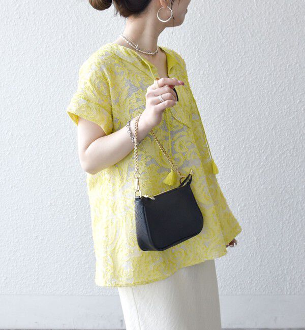 SHIPS any「《追加予約》SHIPS any:〈手洗い可能〉メッシュ ジャカード カフタン スキッパー ブラウス」|シャツ・ブラウス|