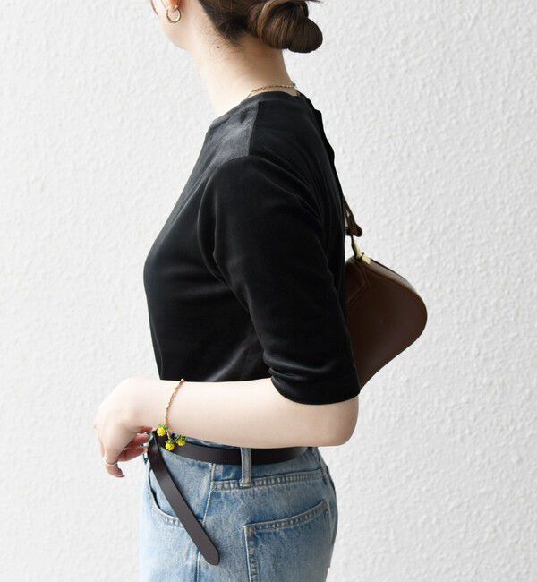 SHIPS any「SHIPS any:〈洗濯機可能〉ポリエステル ベロア ハーフスリーブ コンパクト TEE」|Tシャツ・カットソー|